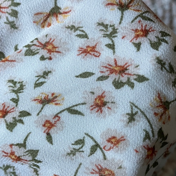 Monteau Floral Ruffle Sleeve Blouse - Cream and Brown - Picture 11 of 11